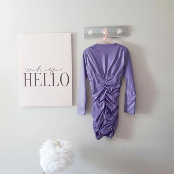 NWT Zara purple faux leather draped mini dress, M - Picture 11 of 11